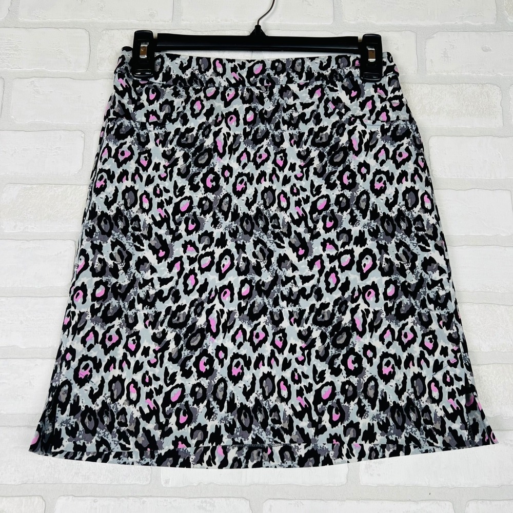 Tribal Pink Leopard Print Athletic Golf Tennis Skort with Pockets Grey Black‎ 0